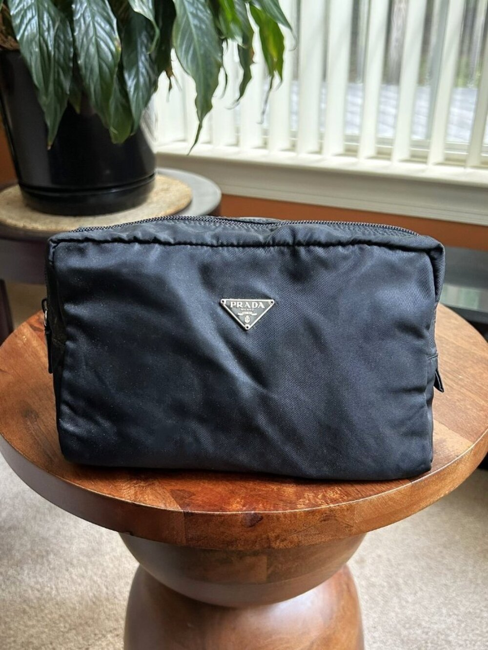 PRADA Tessuto Nylon Vela Cosmetic Pouch, Black